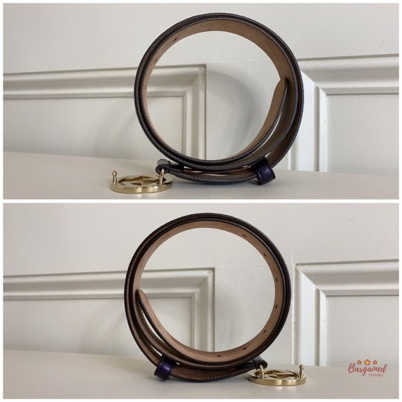 Authentic Gucci Purple Microguccissima Patent Leather Interlocking G Belt 85/34 - Picture 9 of 13